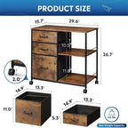 3 Drawer Mobile File Cabinet - 15.75D x 29.53W x 26.77H