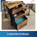 3 Drawer Mobile File Cabinet - 15.75D x 29.53W x 26.77H