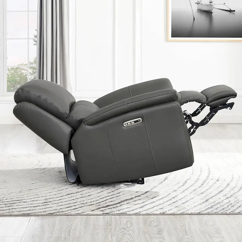 Hydeline Erindale Zero Gravity Power Recline and Headrest Top Grain Leather Sofa