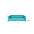 HomeRoots 84 Teal Blue Faux Leather Sofa With Black Legs - 84