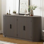 Vertical Striped Door Storage Cabinet with Metal Handles, Adjustable, Suitable for Study, Entryway and Living Room