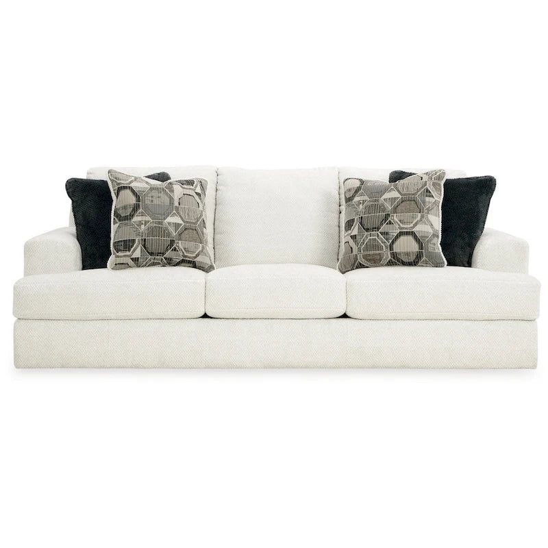 Divano Henly 96 pollici, oversize, 4 cuscini decorativi, poliestere bianco morbido