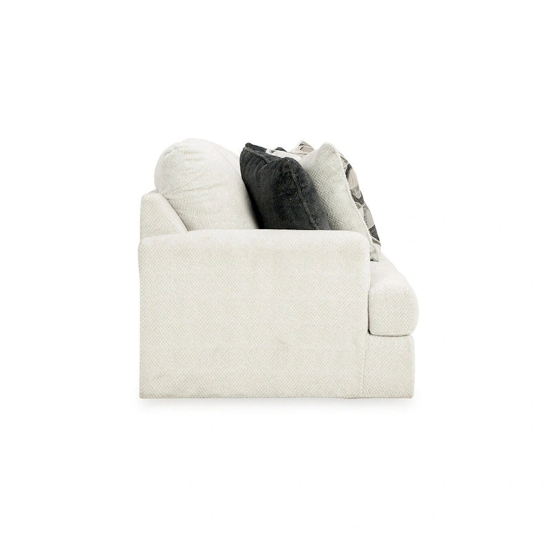 Divano Henly 96 pollici, oversize, 4 cuscini decorativi, poliestere bianco morbido