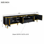 Luxury Minimalism TV Stand with Open Storage Shelf for TVs Up to 85, Entertainment Center with Cabinets and Drawers