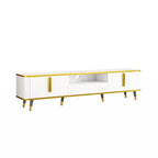 Luxury Minimalism TV Stand with Open Storage Shelf for TVs Up to 85, Entertainment Center with Cabinets and Drawers