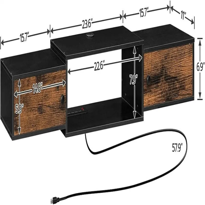 Modern Wall Mounted Media Console Shelf - 11.D x 55W x 7.9H