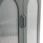 Metal Cabinet with 2 Arched Glass Doors