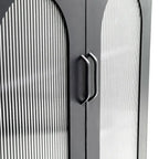 Metal Cabinet with 2 Arched Glass Doors