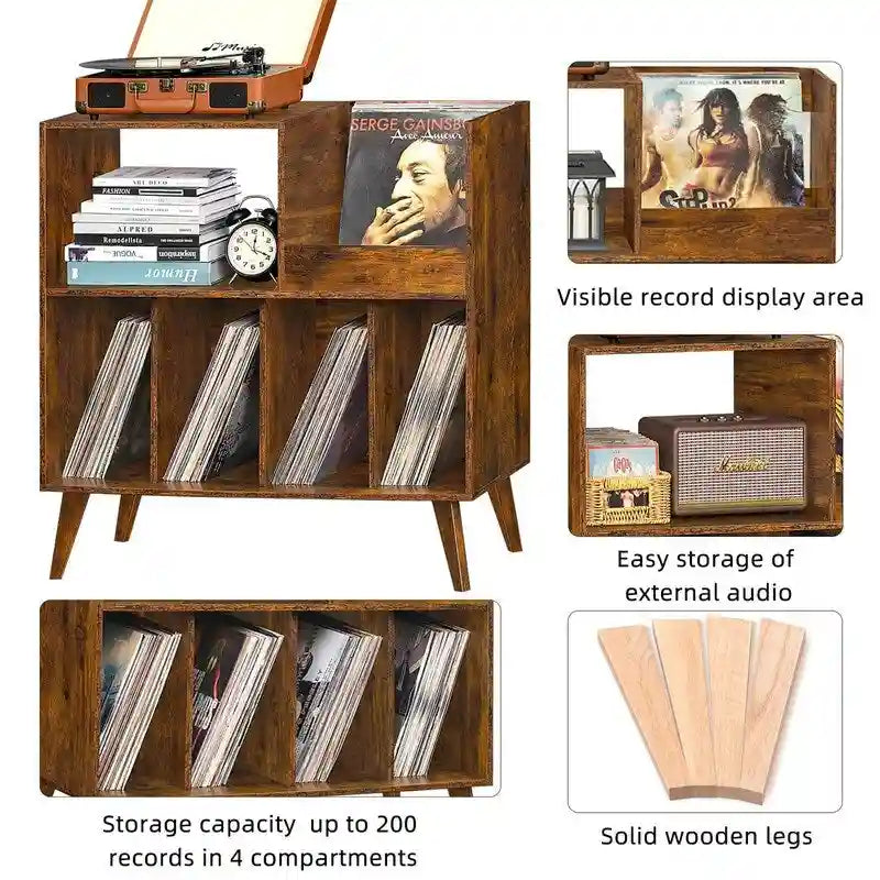Large Record Player Stand - 15.75D x 31.5W x 32.52H