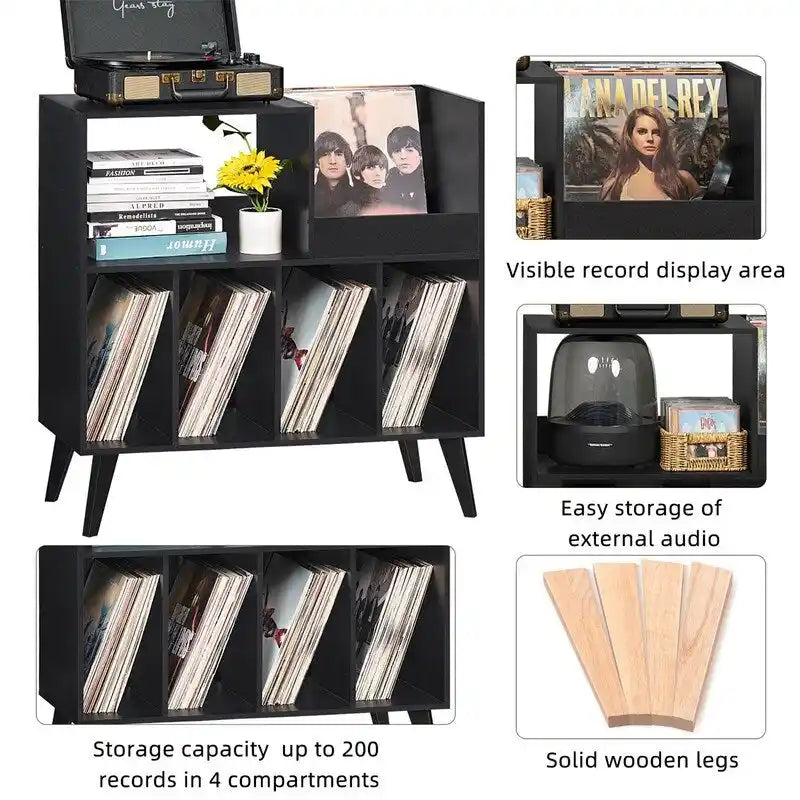 Large Record Player Stand - 15.75D x 31.5W x 32.52H