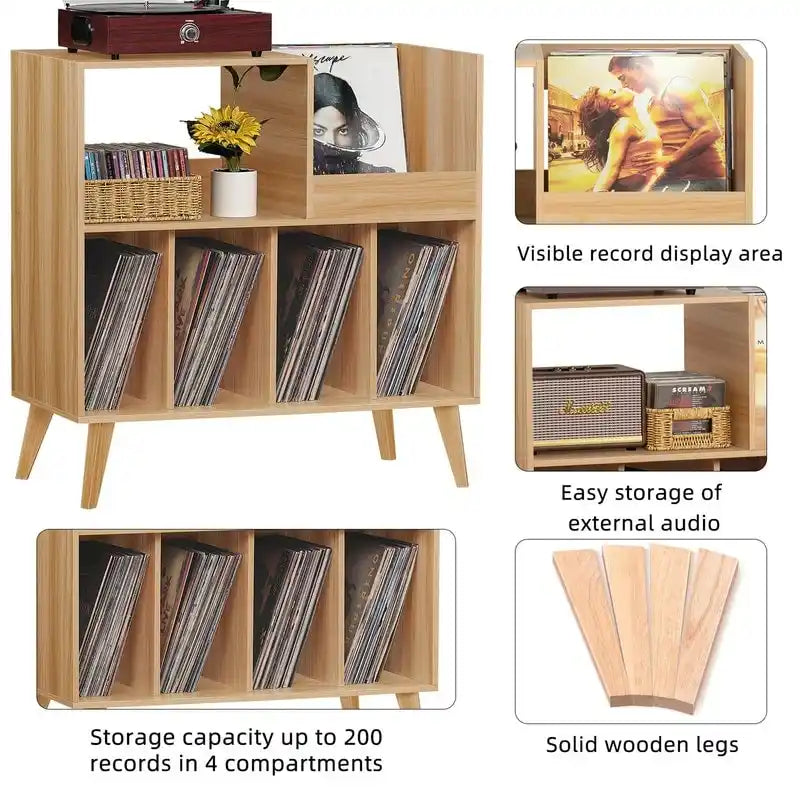 Large Record Player Stand - 15.75D x 31.5W x 32.52H