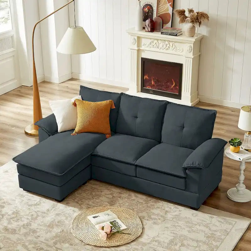 L-Shaped Sectional Sofa with Cloud-Like Seats - 82.28 Inches - Perfect for Living Room