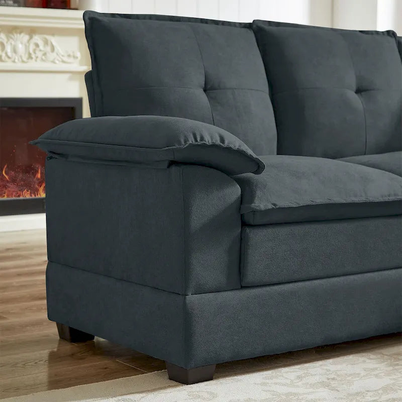 L-Shaped Sectional Sofa with Cloud-Like Seats - 82.28 Inches - Perfect for Living Room