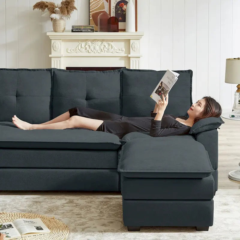 L-Shaped Sectional Sofa with Cloud-Like Seats - 82.28 Inches - Perfect for Living Room