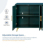 Wood TV Stand with Storage Cabinet & Adjustable Shelves, Media TV Console for Living Room Bedroom(Navy Blue)