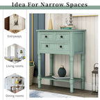 Narrow Console Table, Sofa Table with 3 Storage Drawers and Bottom Shelf