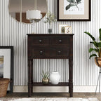 Narrow Console Table, Sofa Table with 3 Storage Drawers and Bottom Shelf