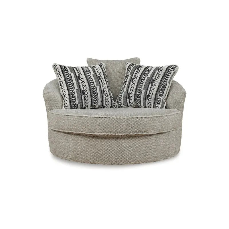 Signature Design by Ashley Calnita Brown/Gray Oversized Swivel Accent Chair - 56W x 55D x 36H