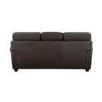 Divano Kia 213 cm, pelle e similpelle marrone scuro, legno massello