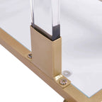 C-Shape Square Acrylic Side Table Sofa Table with Glass Top and Metal Base