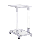 C-Shape Square Acrylic Side Table Sofa Table with Glass Top and Metal Base