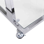 C-Shape Square Acrylic Side Table Sofa Table with Glass Top and Metal Base