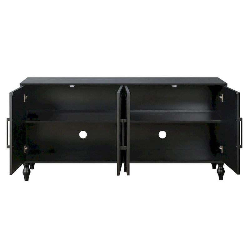 Credenza con ante intagliate a fiori e maniglie in metallo