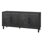 Credenza con ante intagliate a fiori e maniglie in metallo