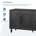 Credenza con ante intagliate a fiori e maniglie in metallo