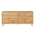 Credenza con ante intagliate a fiori e maniglie in metallo