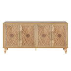 Credenza con ante intagliate a fiori e maniglie in metallo