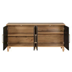 Credenza con ante intagliate a fiori e maniglie in metallo