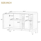 Sideboard with Glass Doors, 3 Door Mirrored Buffet Cabinet with Silver Handle for Living Room, Hallway, Dining Room