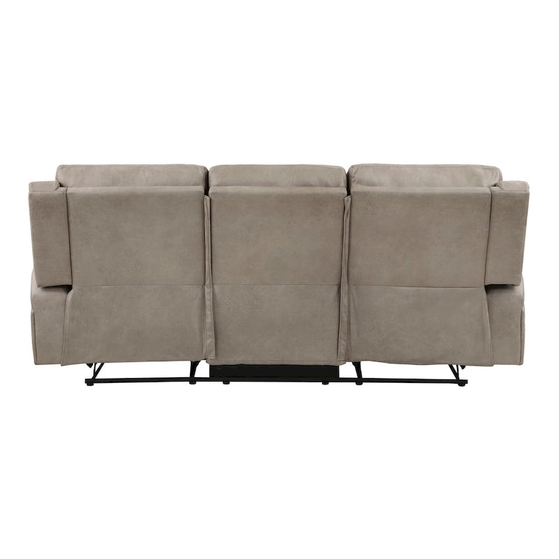 Patsy 85 Inch Manual Double Recliner Sofa, Brown Tufted Back Microfiber