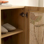 Natural Rattan Double-Door Shoe Cabinet - 12 Pairs