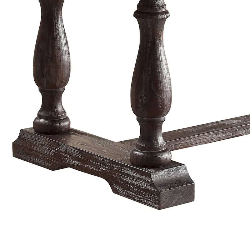 Wooden Dining Table with Marble Top, White and Brown