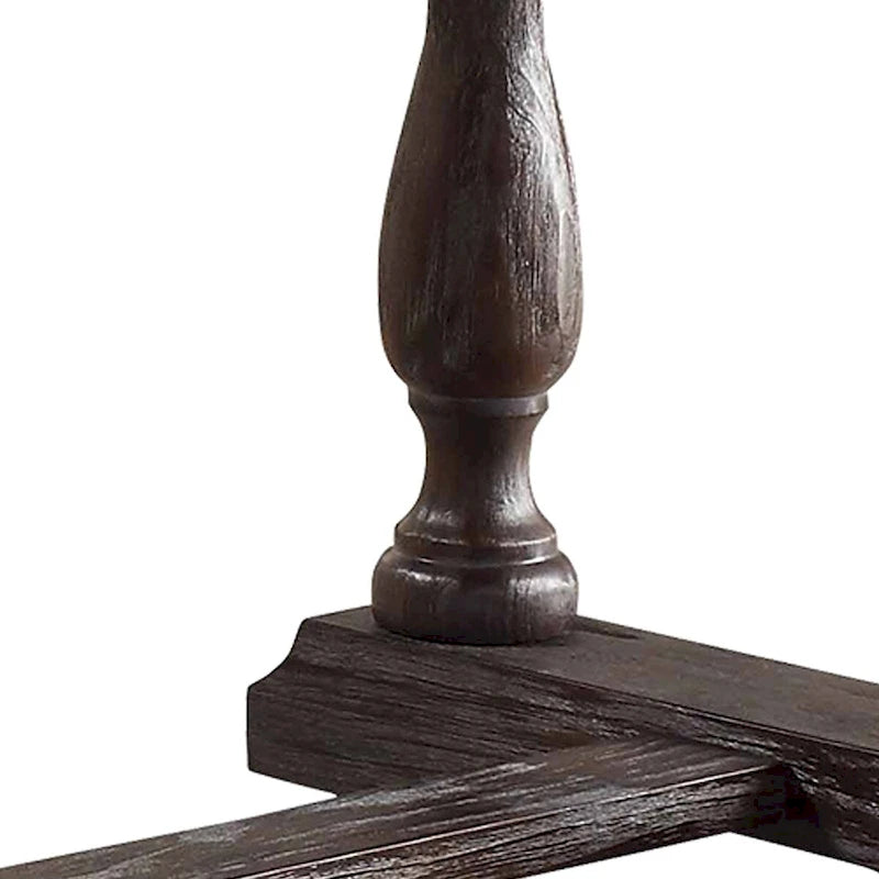 Wooden Dining Table with Marble Top, White and Brown
