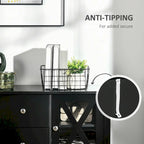 Mobile buffet credenza con 2 cassetti e anta in vetro