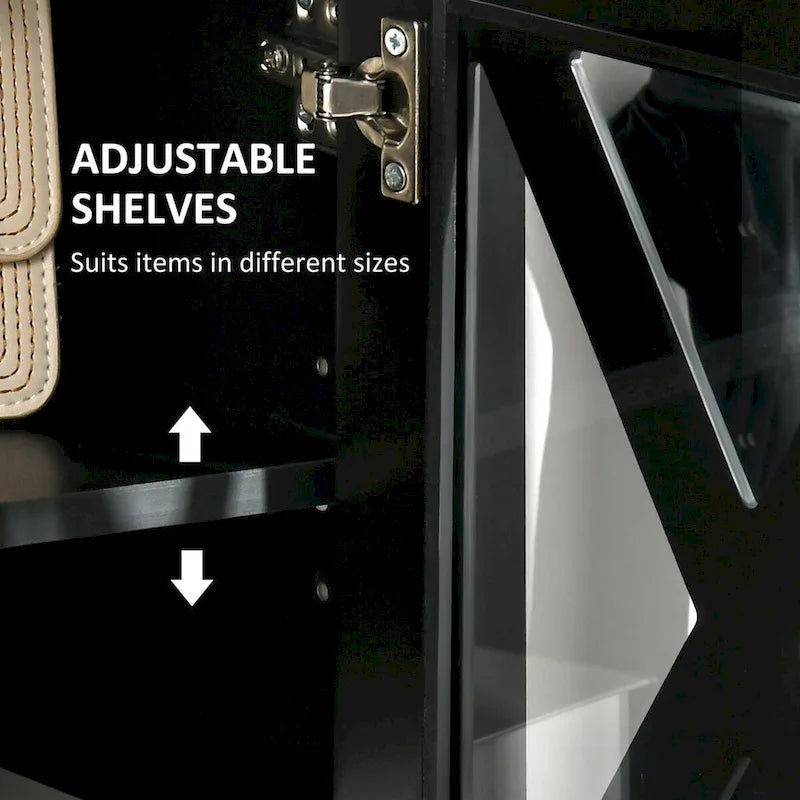 Mobile buffet credenza con 2 cassetti e anta in vetro