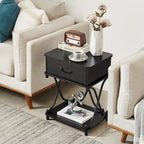 Set di 2 tavolini moderni a 3 pezzi, tavolino da divano e comodino a 1 cassetto (marrone/nero/bianco)