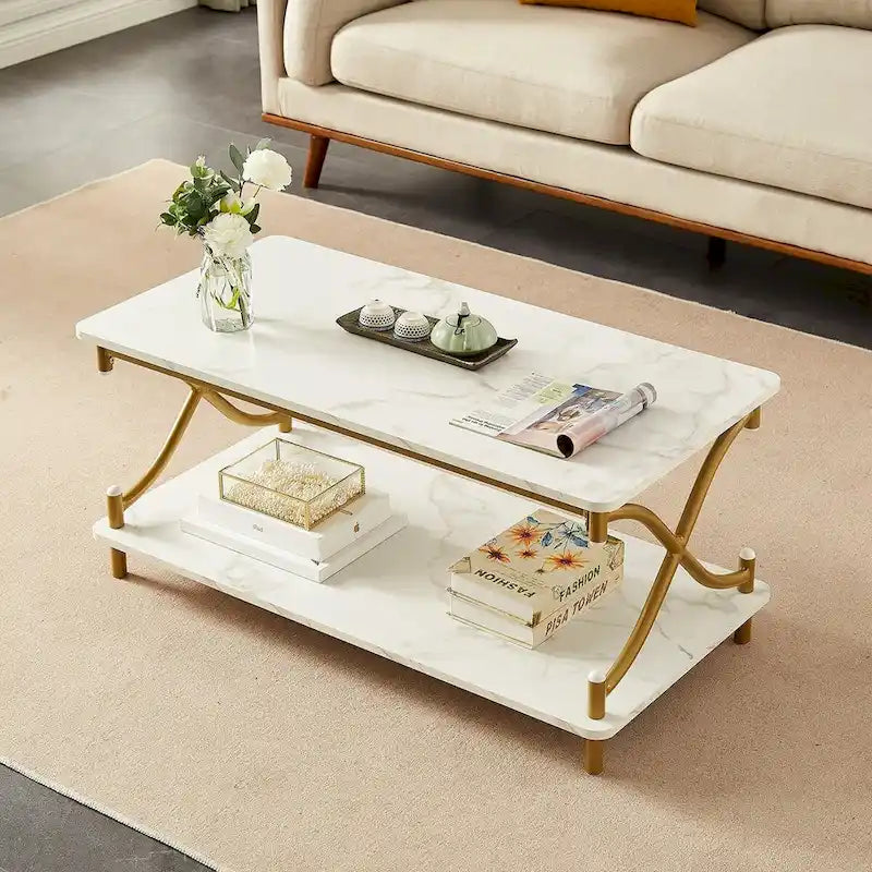 Set di 2 tavolini moderni a 3 pezzi, tavolino da divano e comodino a 1 cassetto (marrone/nero/bianco)