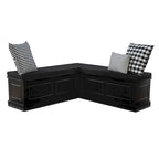 Josie Black Backless Wooden Nook with Cushion Set