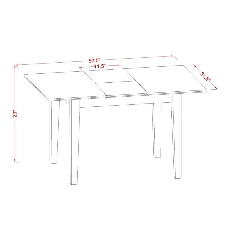 East West Furniture Dining Set Contains a Rectangle Dining Table with Butterfly Leaf and Dining Chairs (Chair Seat Type Options)