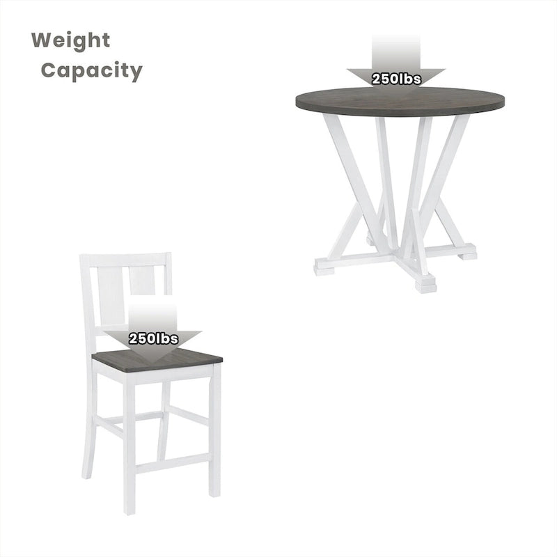 Rustic Farmhouse 5-Piece Counter Height Dining Table Set