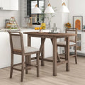 Set da pranzo a 3 pezzi in legno, altezza bancone, con tavolo a ribalta e 2 sedie imbottite
