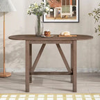 Set da pranzo a 3 pezzi in legno, altezza bancone, con tavolo a ribalta e 2 sedie imbottite