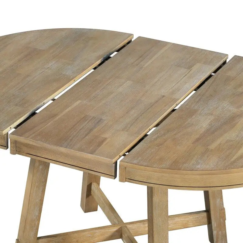 Tavolo da pranzo rotondo, tavolo rotondo allungabile stile rustico, tavolo da cucina in legno da 16 posti