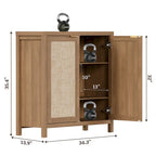 SICOTAS Rattan Sideboard Buffet Set of 2 with 2 Doors - N/A