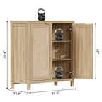 SICOTAS Rattan Sideboard Buffet Set of 2 with 2 Doors - N/A