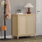 SICOTAS Rattan Sideboard Buffet Set of 2 with 2 Doors - N/A